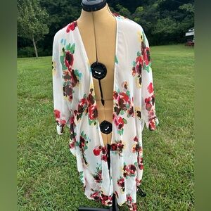 Floral Open-Front Kimono. Betsey Johnson. Cover-up. Golden Girls vibes